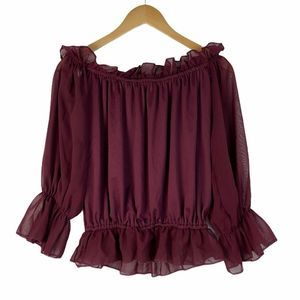 Spirit Women Ruffle Hem Off The shoulder Top S/M